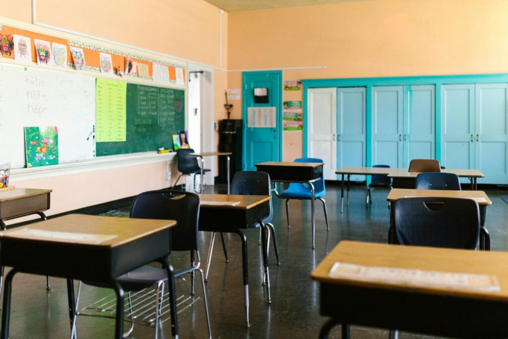 Photo of an empty classroom at school