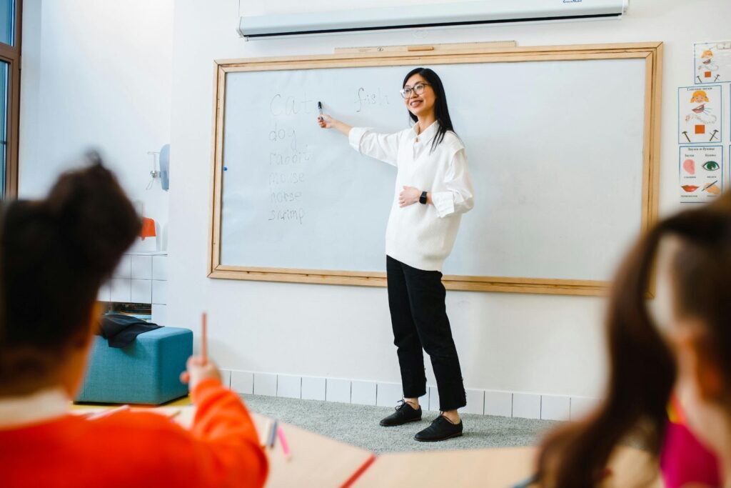 A Teacher in front of a classroom